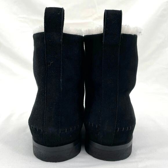 Jenni Kayne Black Suede Shearling Moc Boot Neutral Minimalist Ankle Bootie 38 - Picture 8 of 13